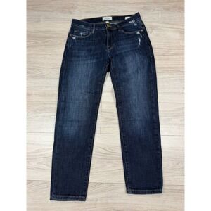 FRAME Le Garcon Crop Jeans Covant Dark Wash Distressed Slim Boyfriend Size 25